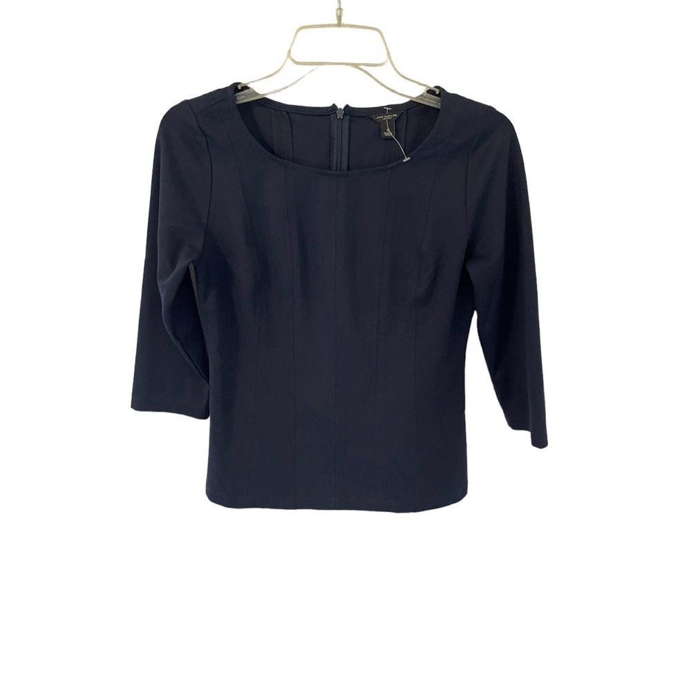 Ann Taylor Blue Quarter Sleeves Top